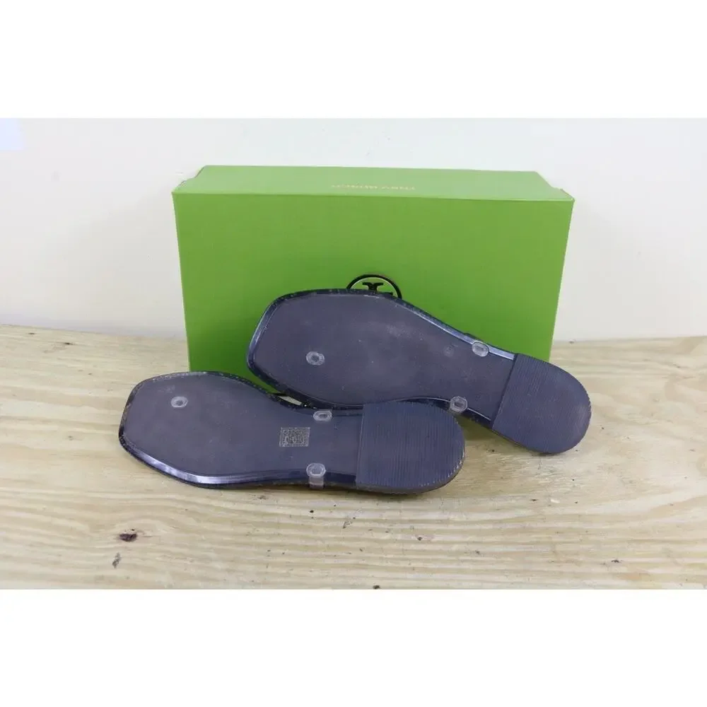 Tory Burch Sandals 10 Ash Brown Snake Print Roxanne Jelly Shoes Flats Like New